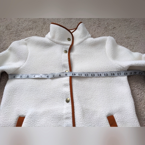 J.Crew Piped Sherpa Jacket/Fleece size XS Cream and Tan - Picture 6 of 7